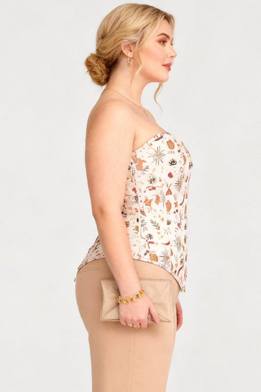 Beige Valerie Botanical Overbust Corset