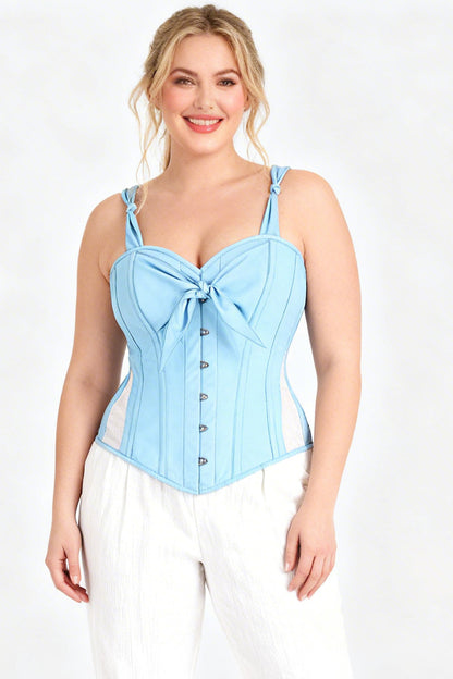 Sky Blue Gerarda Overbust Corset with Bow-Tie Straps