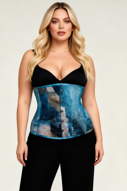 Azure Patchwork Anslea Underbust Corset