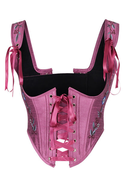 Mauve Diondra Embroidered Overbust Corset