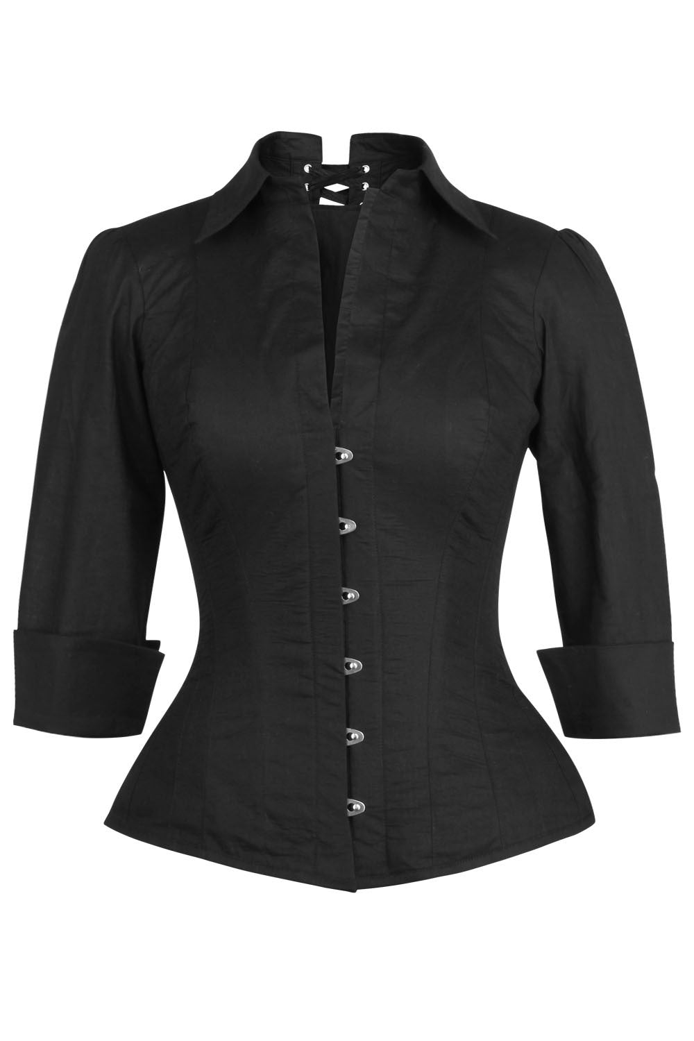 Midnight Black Curtisa Overbust Corset Shirt