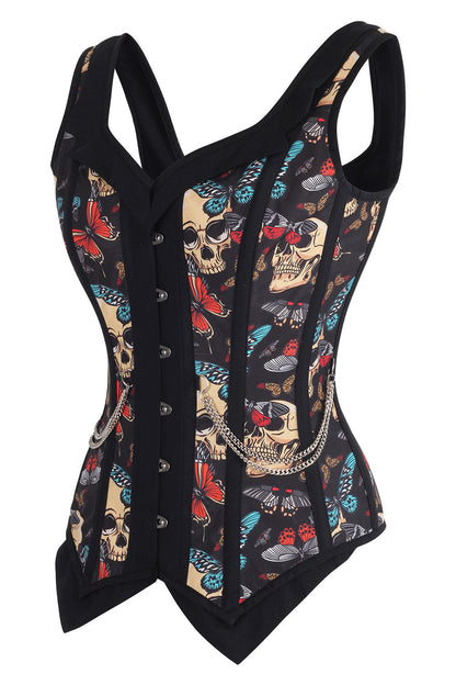 Black Skull & Butterfly Laquisha Overbust Corset