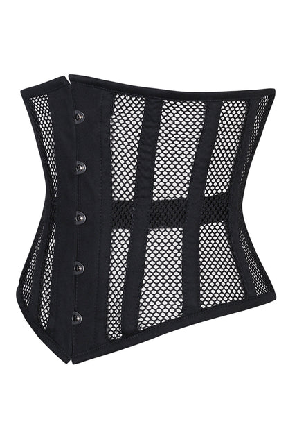 Midnight Black Delinda Mesh Underbust Corset