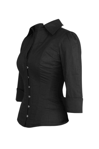 Midnight Black Curtisa Overbust Corset Shirt