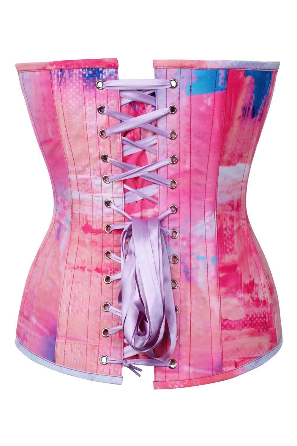 Pink Watercolor Laquita Overbust Digital Printed Corset