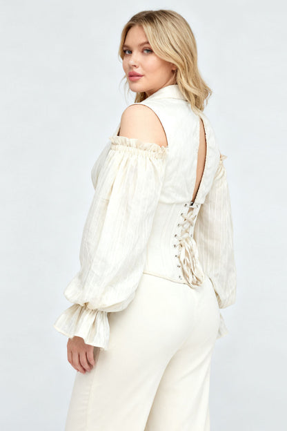 Ivory Ivy Cold Shoulder Underbust Cotton Corset