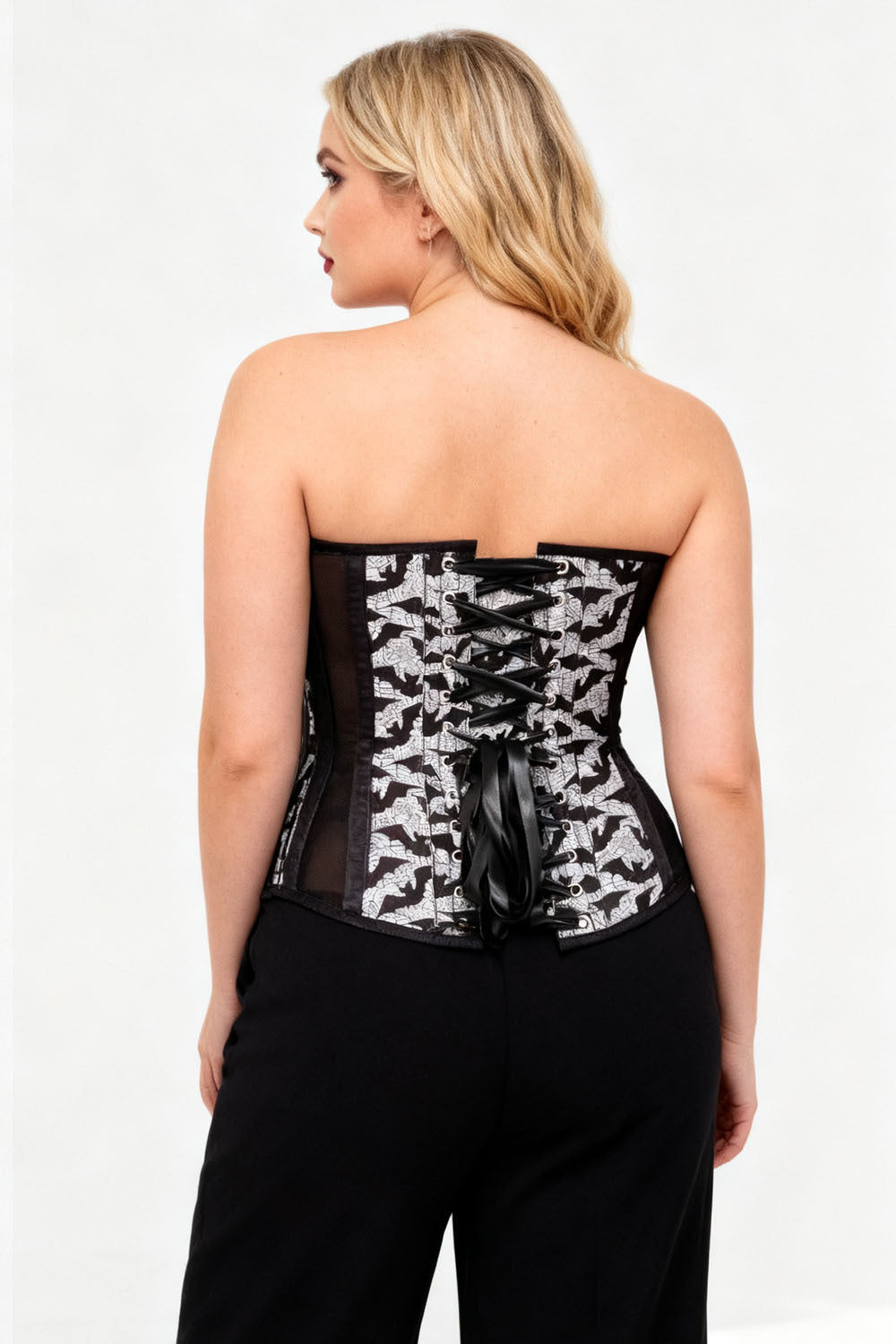 Black & White Haeley Overbust Corset