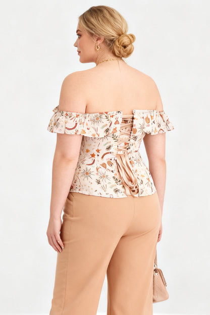 Beige Botanical Dawnn Overbust Corset