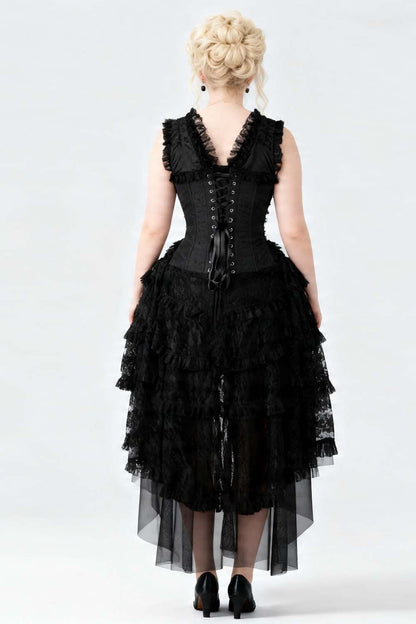 Black Anastasia Rococo Corset Dress with High-Low Skirt