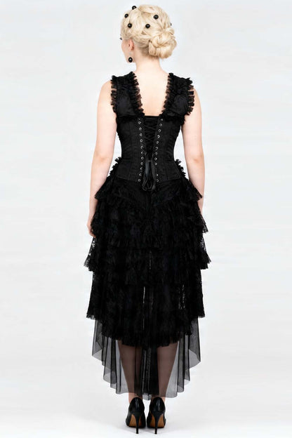 Midnight Black Anastasia Rococo Steel Boned Corset Dress