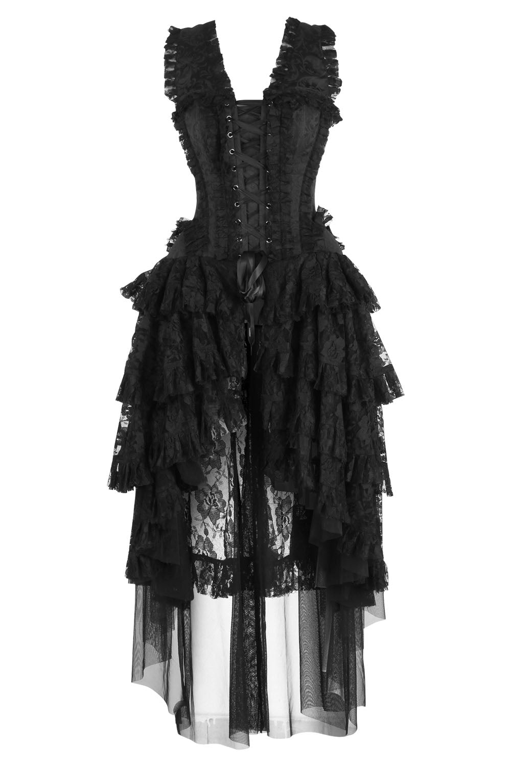 Midnight Black Anastasia Rococo Steel Boned Corset Dress