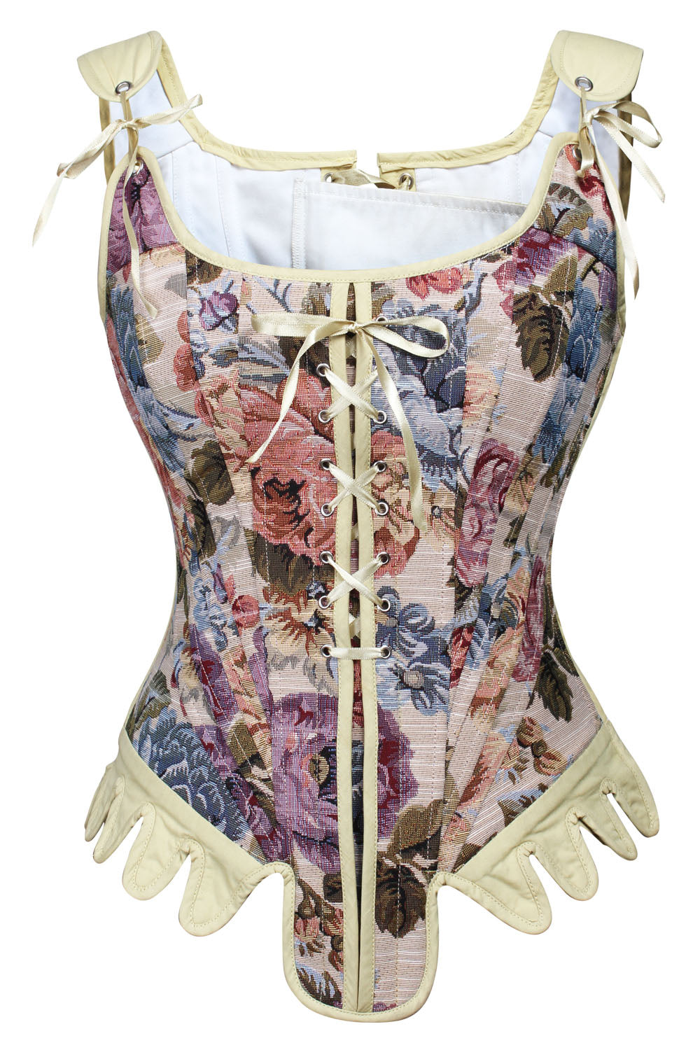 Cream Floral Anjanette Overbust Brocade Corset