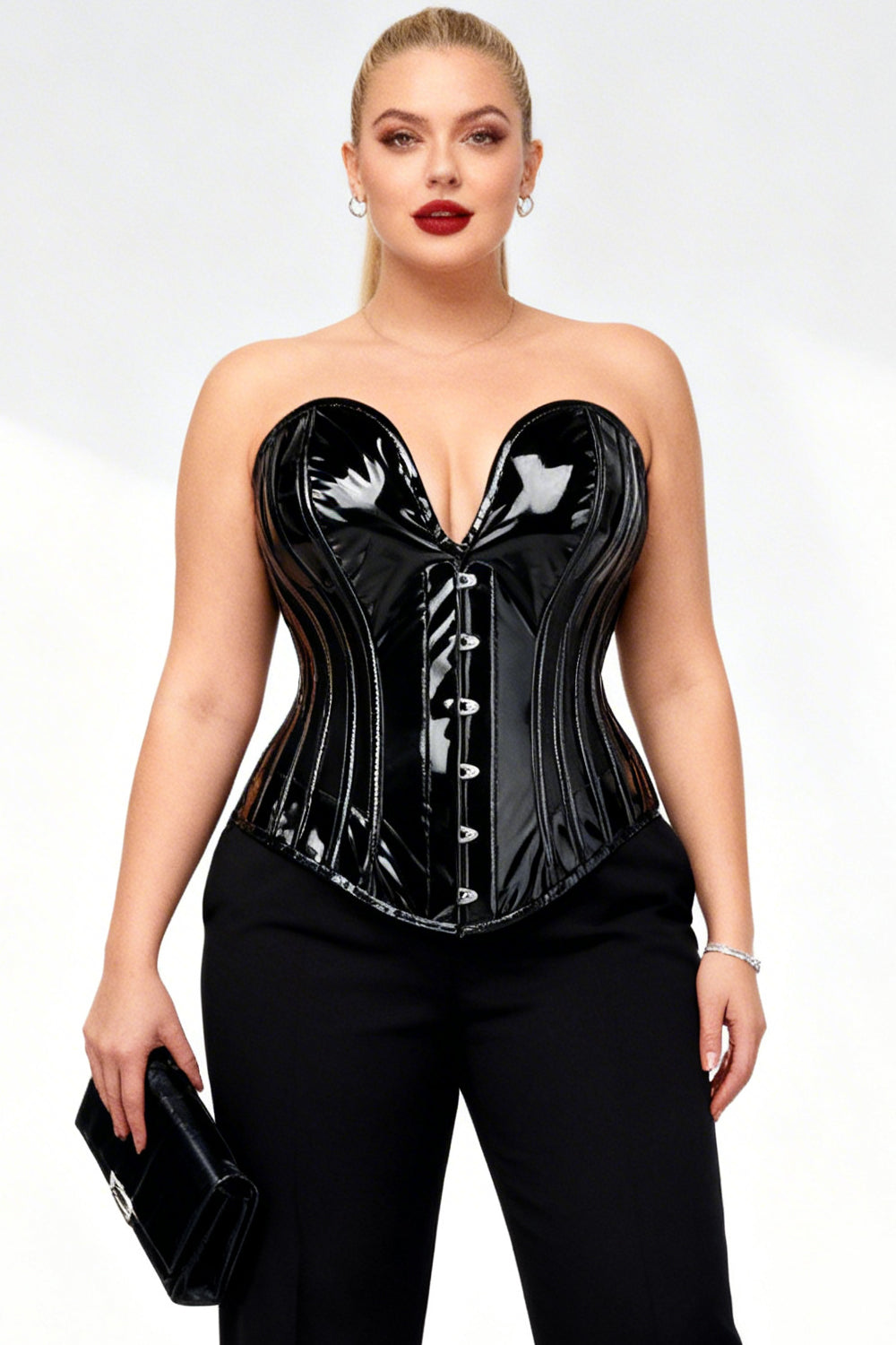 Midnight Black Hiroko Steel Boned Overbust Corset
