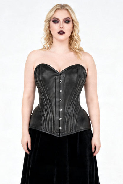Black Faux Leather Novalee Overbust Corset