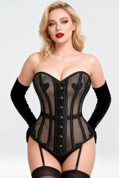 Midnight Black Navya Honeycomb Mesh Overbust Gothic Corset