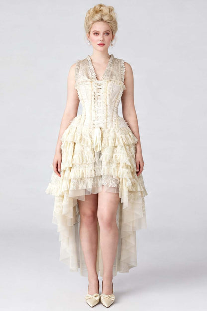 Anastasia Ivory Brocade Rococo Corset Dress