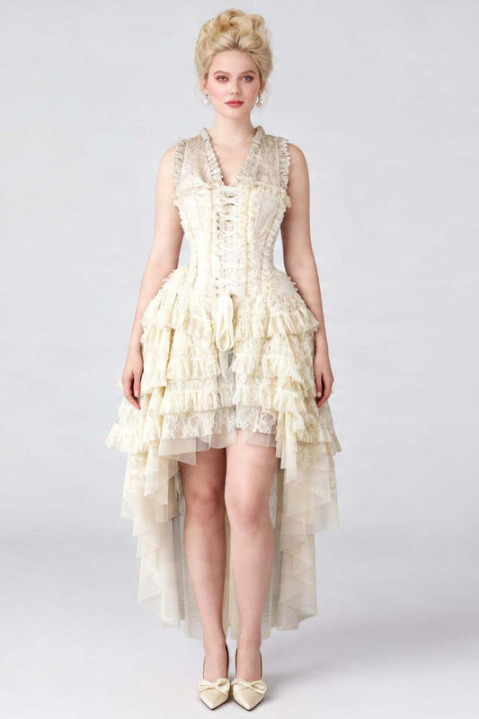 Anastasia Ivory Brocade Rococo Corset Dress