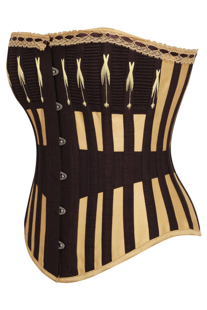 Brown & Gold Striped Joylin Overbust Corset