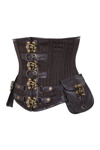 Brown Jodean Steampunk Underbust Corset with Holster