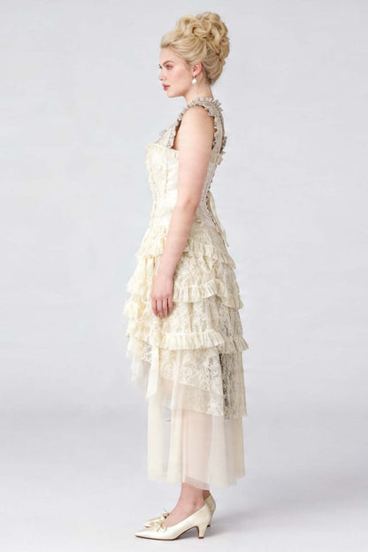 Anastasia Ivory Brocade Rococo Corset Dress