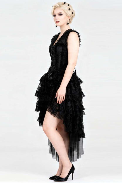 Midnight Black Anastasia Rococo Steel Boned Corset Dress