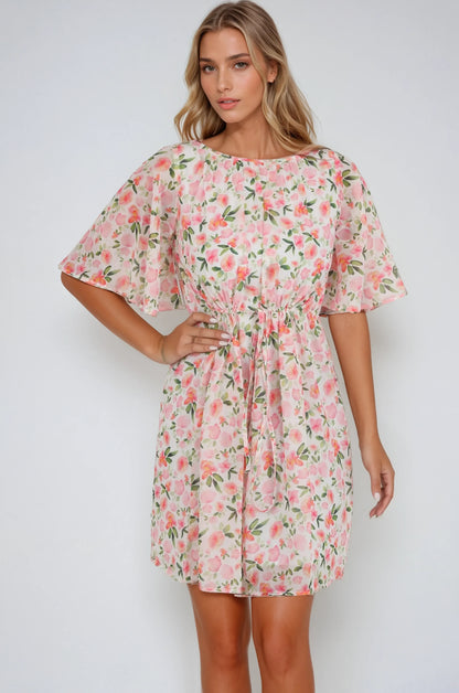 Joanna Drawstring Waist Midi Dress