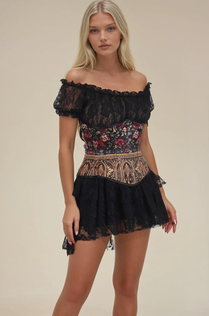 Harleen Midnight Cathedral Bloom Corset