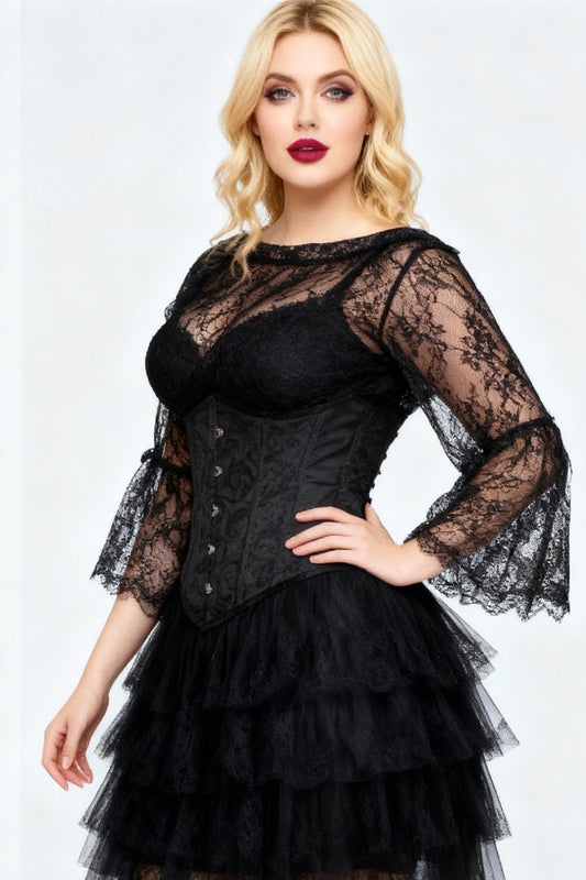 Aspen Underbust Black Brocade Corset