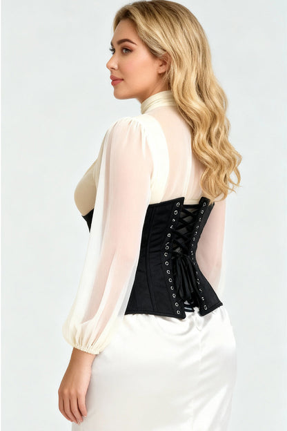Emerie Waist Trainer Black Brocade Curvy Corset